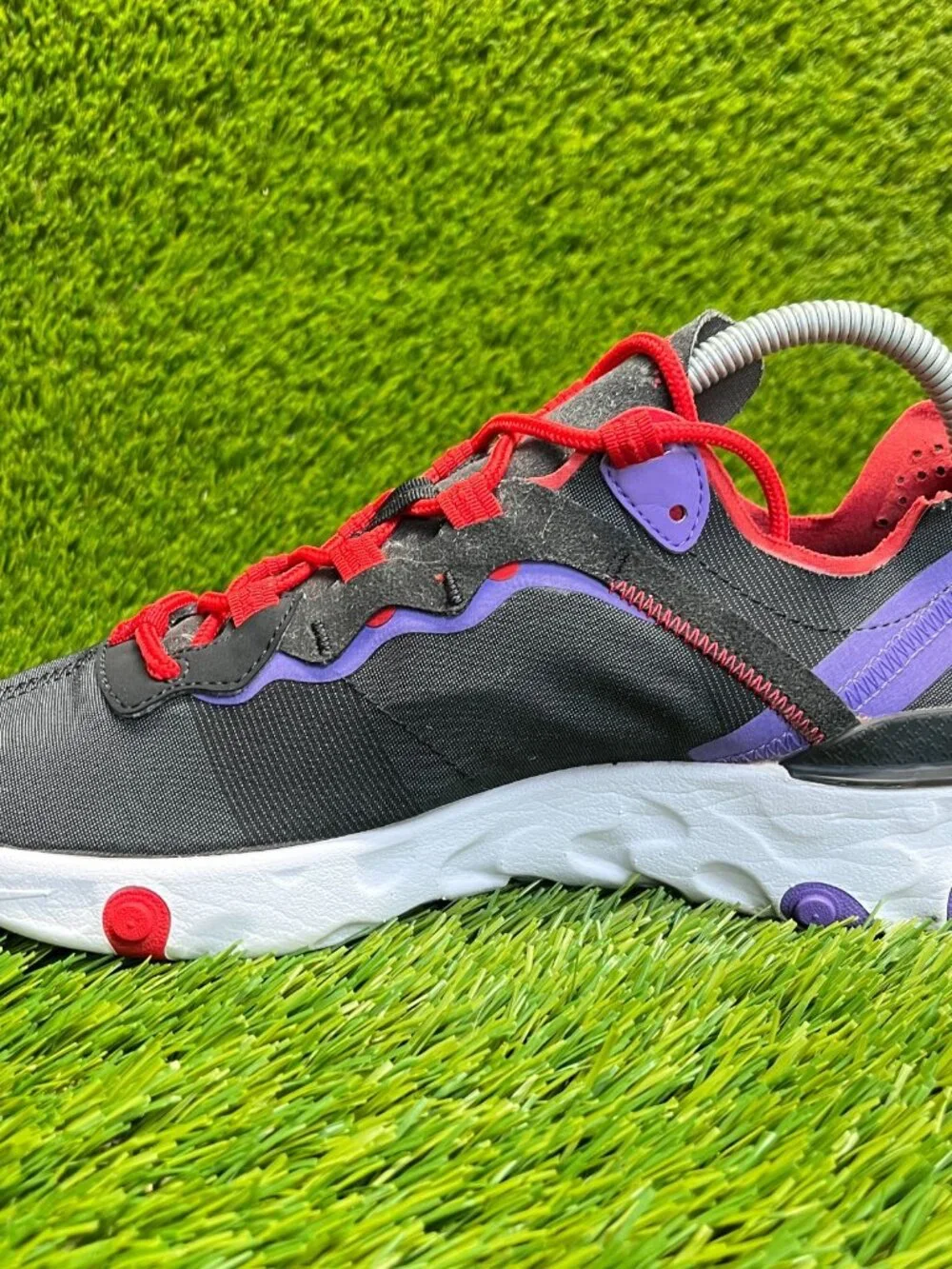 Nike React Element 55 Women Size 8.5 Black Red Walking Running Shoes Sneakers